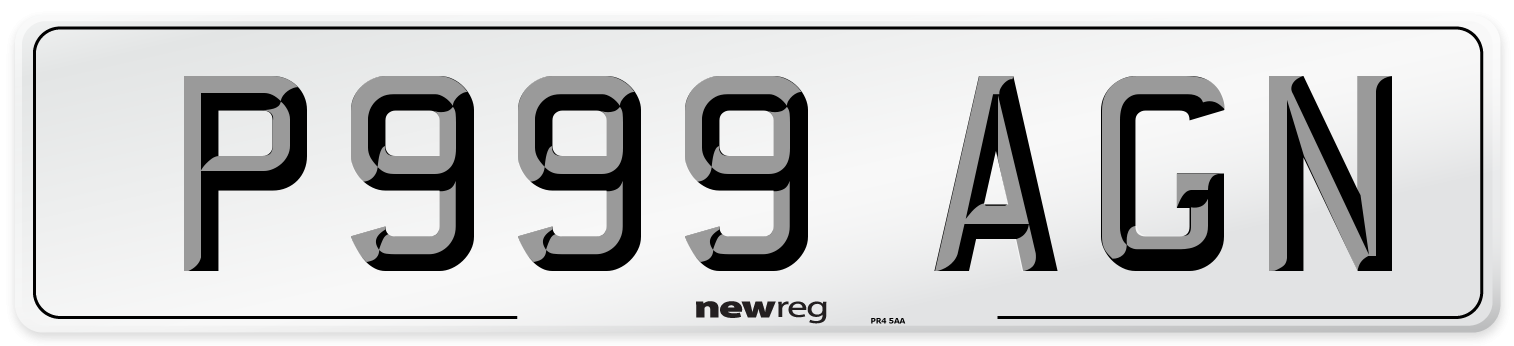 P999 AGN Number Plate from New Reg